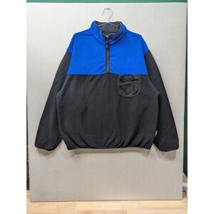 Vintage Eddie Bauer EBTEK Fleece Pullover Y2K Jacket Mens XL Blue Black 1/4 Zip